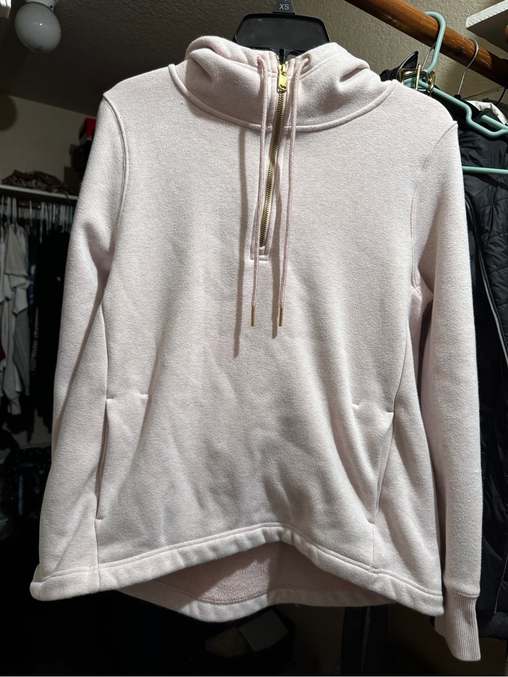 Athleta Light Pink Fleece Quarter-Zip Pullover